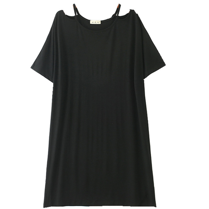 夏薄款女宽松大码莫代尔薄款睡裙孕妇月子服纯棉家居服胖MM连衣裙