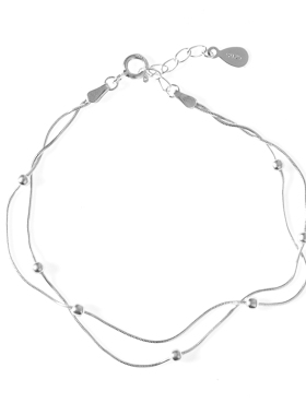 韩版双层圆珠925银女手链