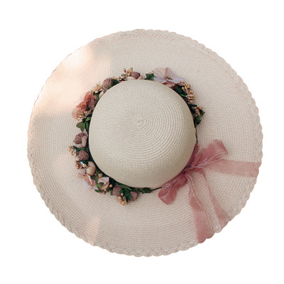 手工花朵波西米亚沙滩田园草帽子