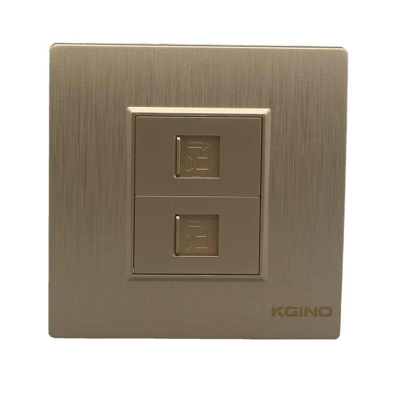 86型拉丝金6类千兆网络网线插座拉丝香槟金双口六类电脑插座面板