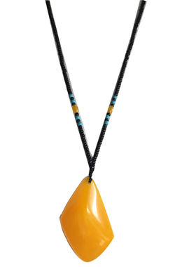 树脂仿蜜蜡项链钱袋菱形水滴吊坠