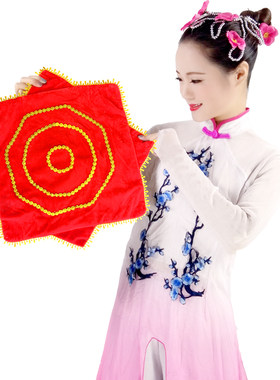 加厚金丝绒舞蹈手绢广场跳舞秧歌手绢东北二人转手绢手帕八角转巾