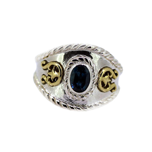 Good Vibrations授权925银托帕石马鞍牛角白银戒指开口男女宽面潮