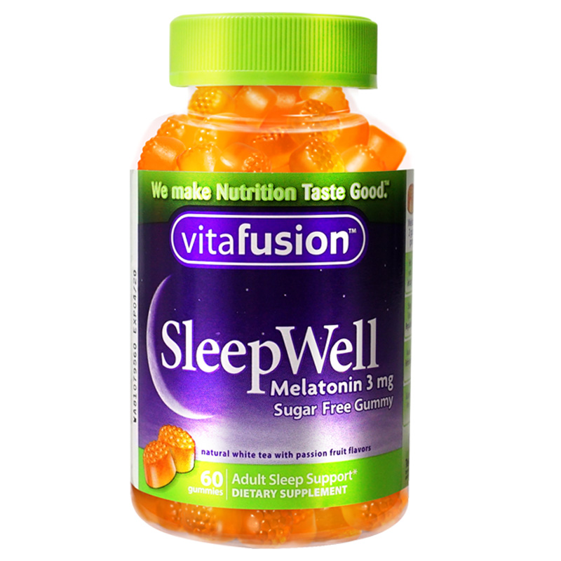 褪黑素安瓶睡眠软糖美国sleepwell帮助退褐素黑褪黑色素片睡眠糖