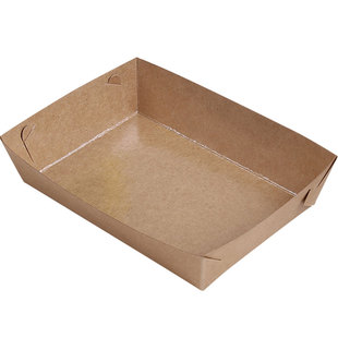 一次性牛皮白卡纸船盒淋膜防油纸盒油炸食品敞口托盘打包盒子10个