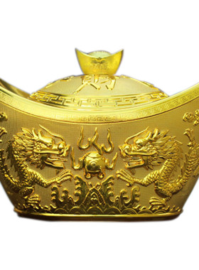 新款大小号金元宝开盖糖果盒摆件