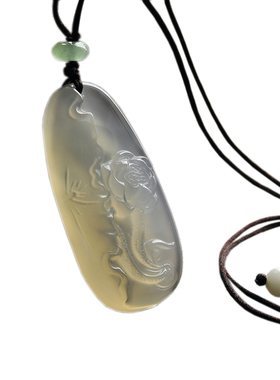 玛瑙荷叶莲花冰种毛衣链百搭吊坠