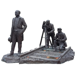 铁路工人詹天佑历史名人玻璃钢制作铜雕人物户外摆放城市广场雕塑