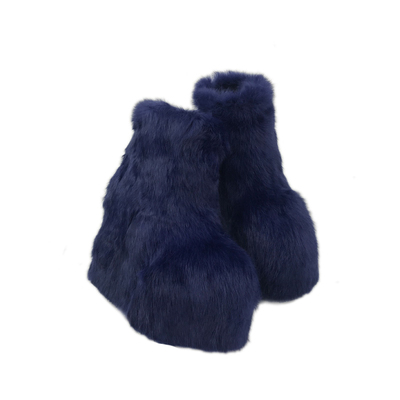 兔毛皮草靴兔毛超高跟低筒皮草靴