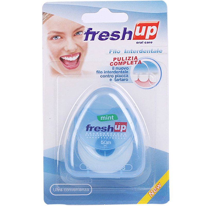 丰禾牙线 出口意大利freshup牙线50米薄荷微蜡牙线清洁牙缝