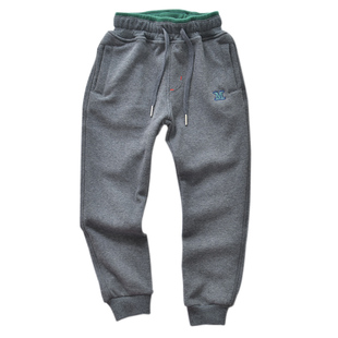 秋冬儿童加绒不倒绒纯棉运动裤中大童男童一体绒加厚保暖运动裤子