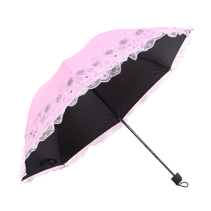 太阳伞防晒蕾丝花边公主伞遮阳伞超强防紫外线女黑胶伞晴雨两用伞