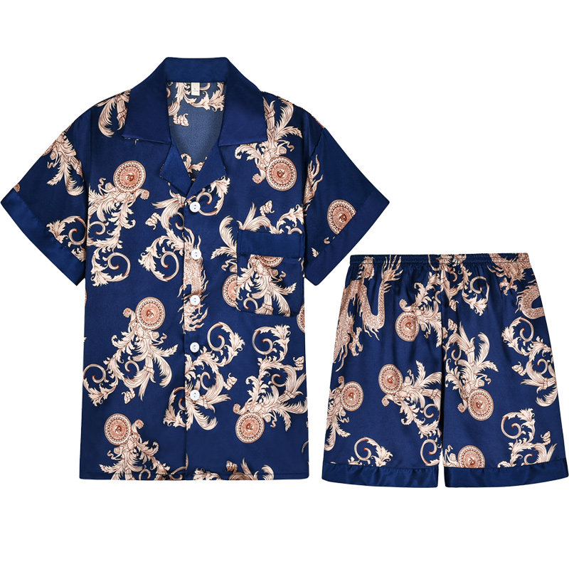 男士夏天短裤新款丝绸大码家居服