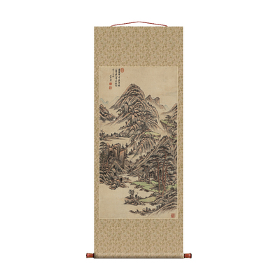 清 王原祁 仿一峰山水图 挂轴条幅卷轴山水名画真迹复制品玄关挂