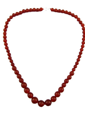 红玛瑙正品6-12mm塔形颈项链银钩