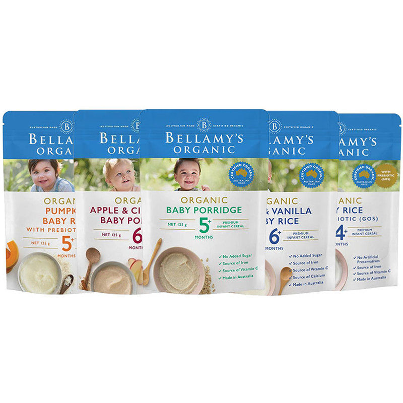 bellamys贝拉米米粉婴儿宝宝辅食早餐营养谷物原味大米高铁4个月+