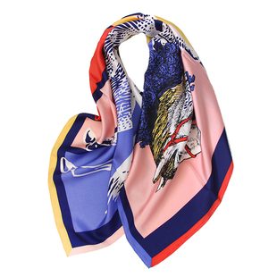 新款3号色次品 大方巾围巾马元素欧美花型手工卷边 丝巾女 桑蚕丝