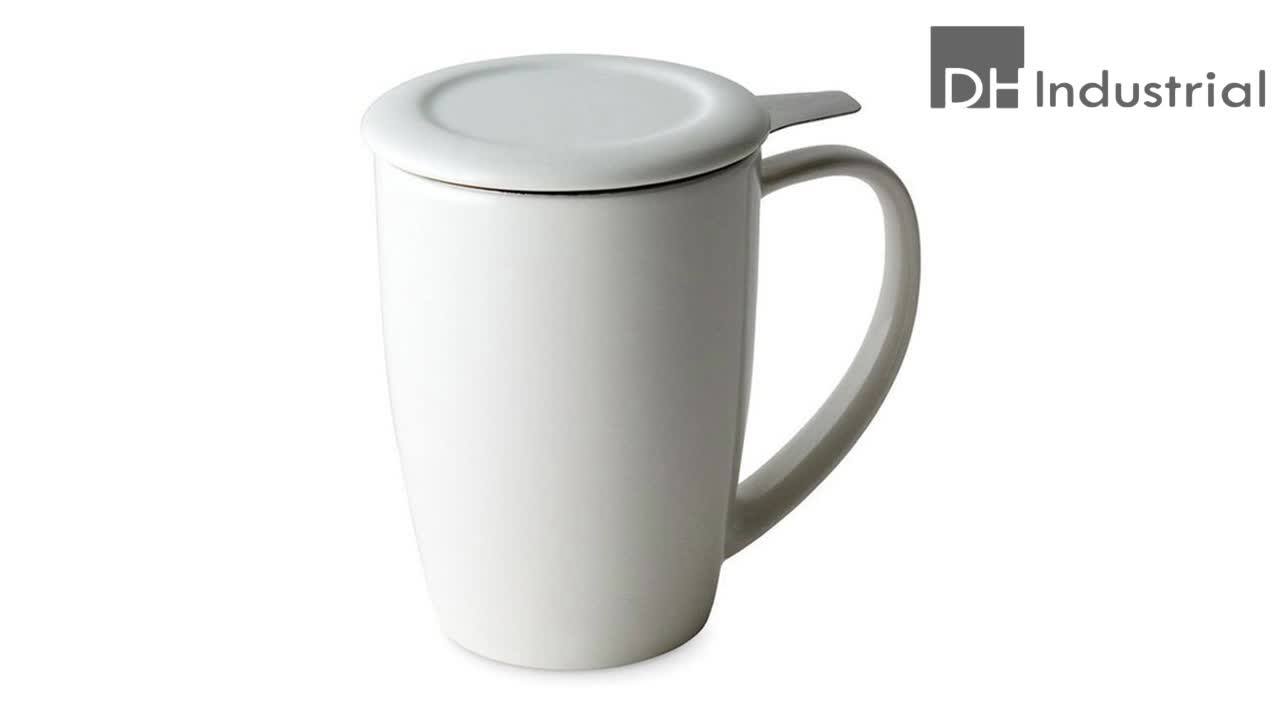 Full Colored Glaze Mug With Filter And Cover For Tea Stainless Infuser