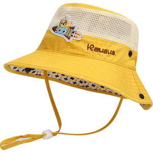 夏季宝宝遮阳帽儿童防晒帽男女童镂空网眼帽婴幼儿透气渔夫帽凉帽