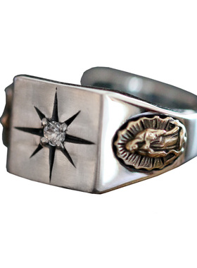 锆石纯银开口戒指