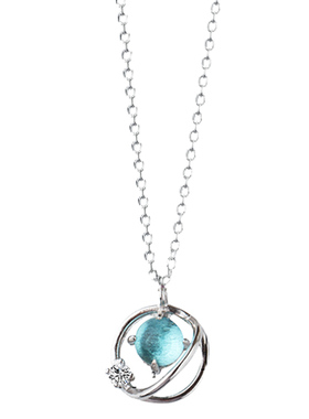 s925纯银日本少女心女蓝色项链