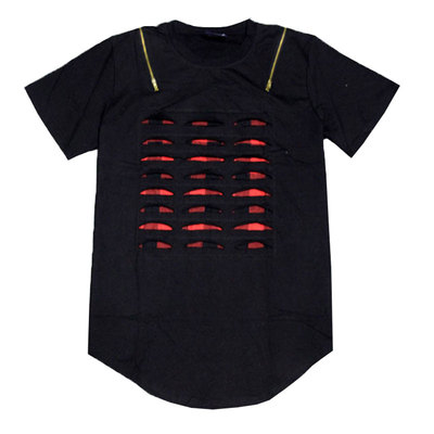 破烂t恤高街男女格子短袖