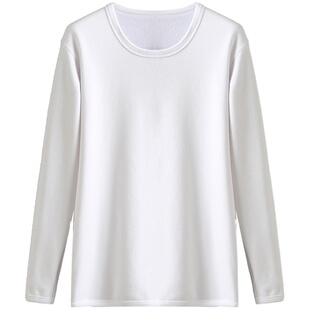 白色加绒保暖内衣男士加厚加绒上衣单件男女士保暖内衣全棉保暖衣