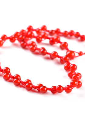 纯然饰品天然红玛瑙时尚项链女手工编织配饰民族风简约百搭配绳