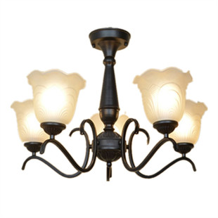 欧式铁艺吸吊灯美式简约黑色客厅餐厅卧室三头五头六头八头灯具