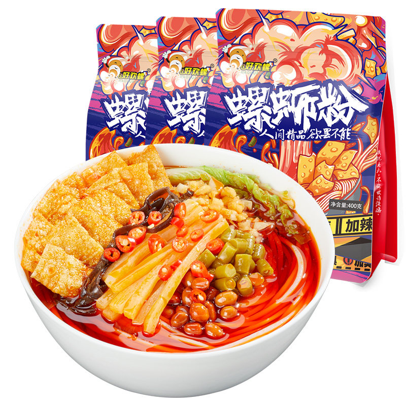 好欢螺螺蛳粉加臭加辣400g官方官网正品袋装柳州正宗螺狮米粉速食