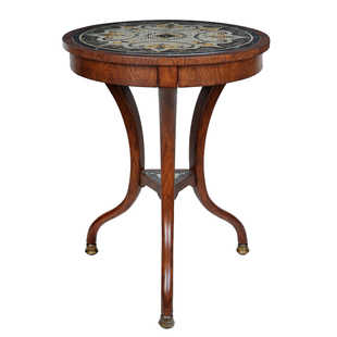 复古彩绘玻璃小圆台角几边几圆灯台沙发靠几欧美风手绘圆台茶台