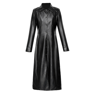 2025春秋新款真皮皮衣女中长款加棉韩版修身过膝绵羊皮风衣外套潮