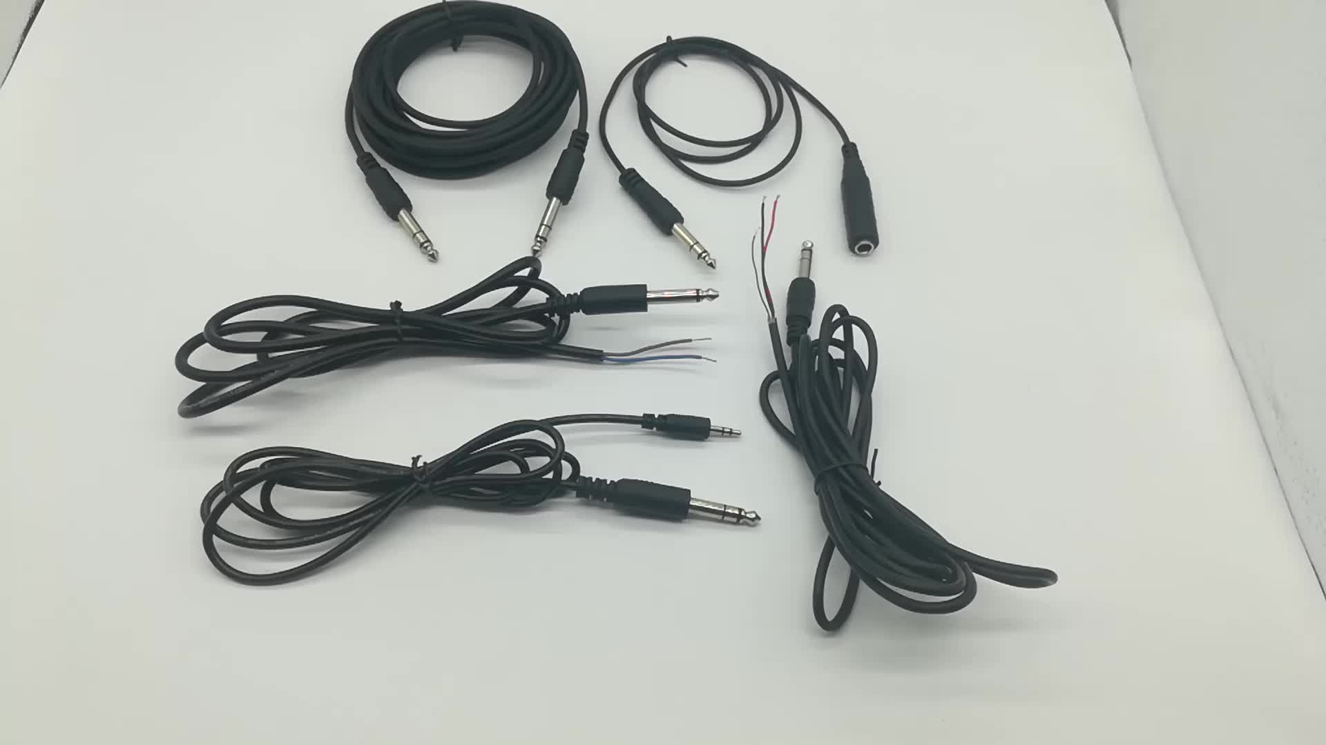 Guitar cable 3M 6.35mm stereo plug male jack cable with wires end audio stereo cable