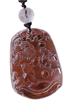 白水晶三合贵人吊坠男十二生肖