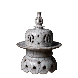 金逸瑞手工熏炉 龙泉青瓷哥窑金丝铁线香炉 居家收藏摆件凤凰涅磐