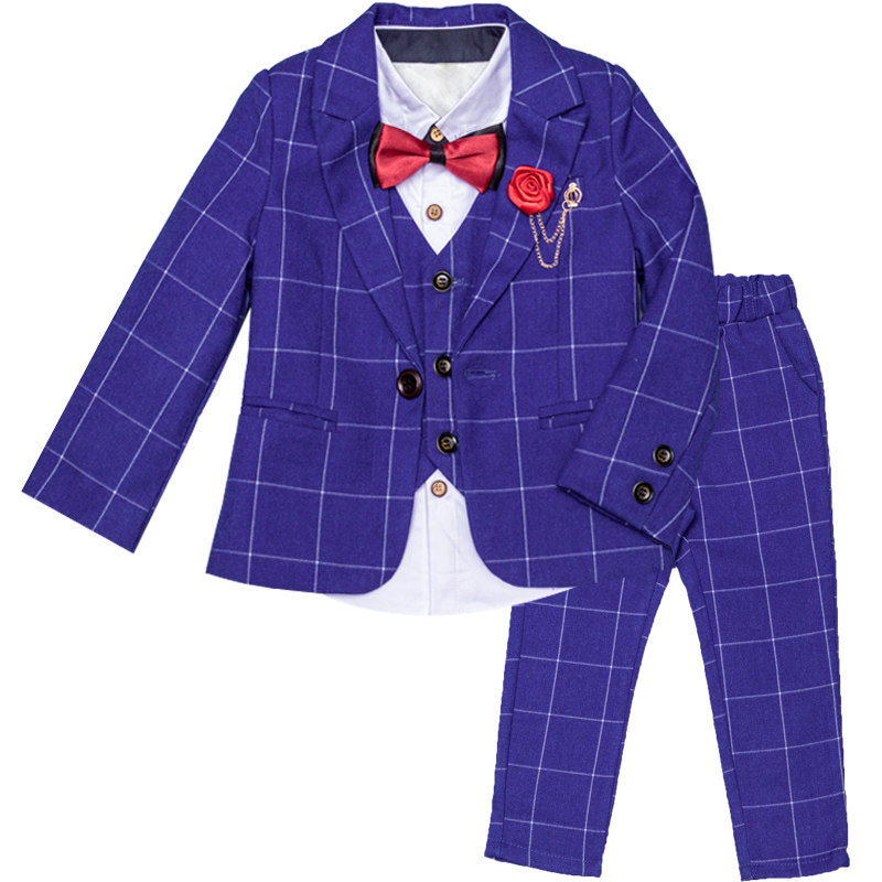 儿童西装套装男加厚三件套小花童礼服休闲男童西服2019新款韩版潮