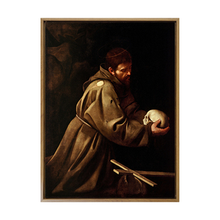 卡拉瓦乔冥想 caravaggio in meditation 手持骷髅头 油画 长袍男