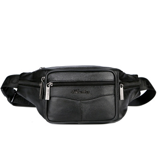 腰包男式真皮多功能户外跑步健身包大容量真牛皮生意斜跨手机包女