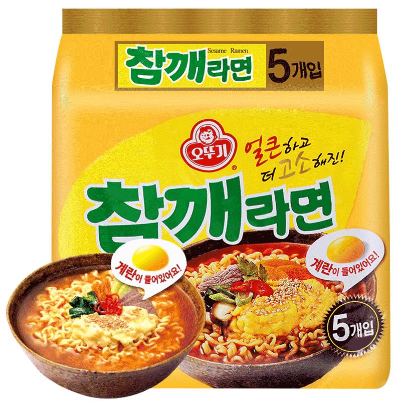 韩国进口不倒翁芝麻鸡蛋拉面115g*4袋 韩剧速食网红泡面方便面