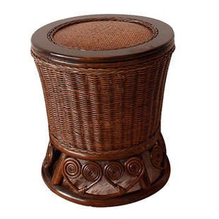 藤编鼓凳家用阳台小矮凳天然植物藤鼓墩真藤绣墩中式古筝弹琴凳子
