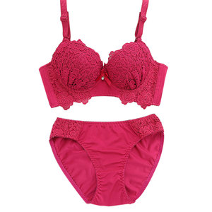 无钢圈女士小胸聚拢性感文胸套装甜美蕾丝刺绣调整型侧收内衣胸罩