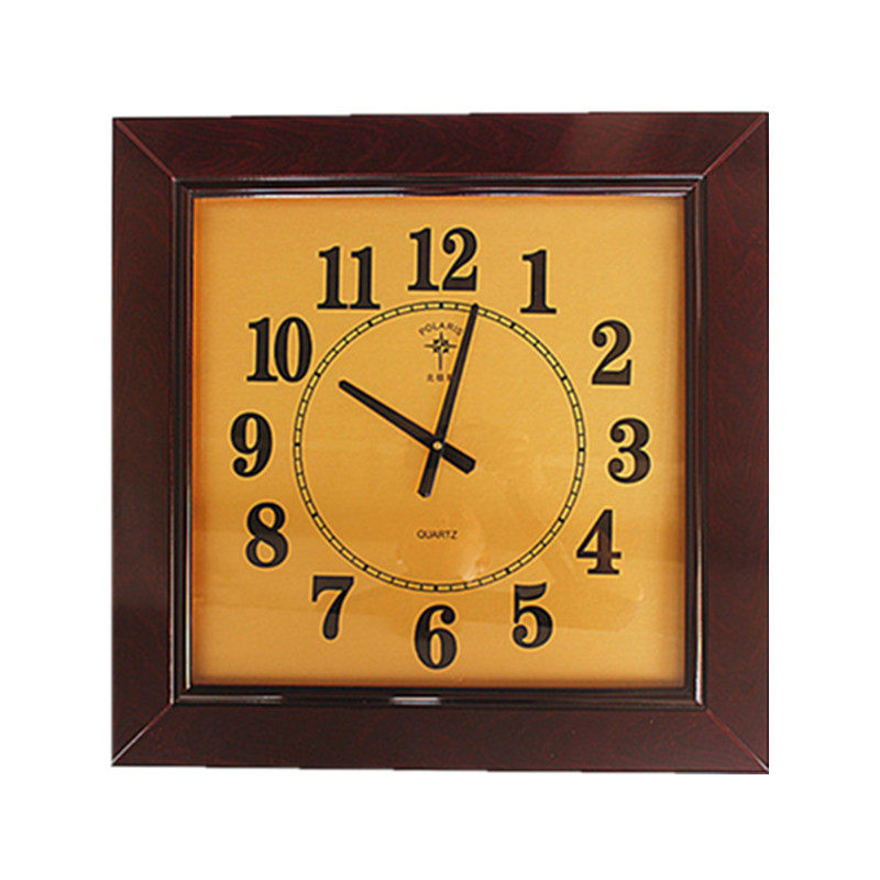 北极星木制客厅方形特大挂钟大气简约长方形石英钟办公时钟表壁钟