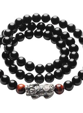 古凡黑曜石貔貅手链男士佛珠转运