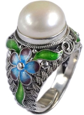 天醉925纯银手工掐丝开口戒指