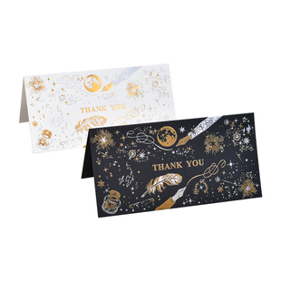 创意高档烫金对折生日感谢卡留言祝福卡片通用thankyou贺卡