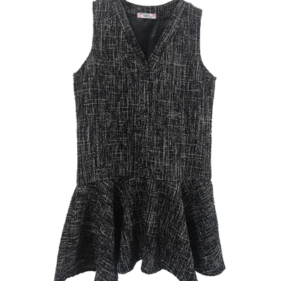 秋冬装荷叶边长裙无袖连衣裙