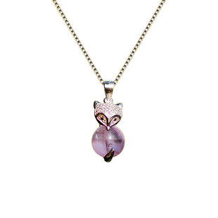 忆奴娇筑梦纯银饰品紫水晶项链狐狸吊坠短款锁骨链唯美梦幻精致