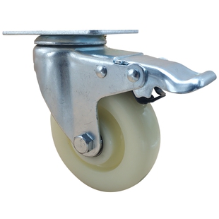 尼龙万向轮子34寸5寸货架手推车轮胎耐磨带刹车轱辘活动丝杆脚轮