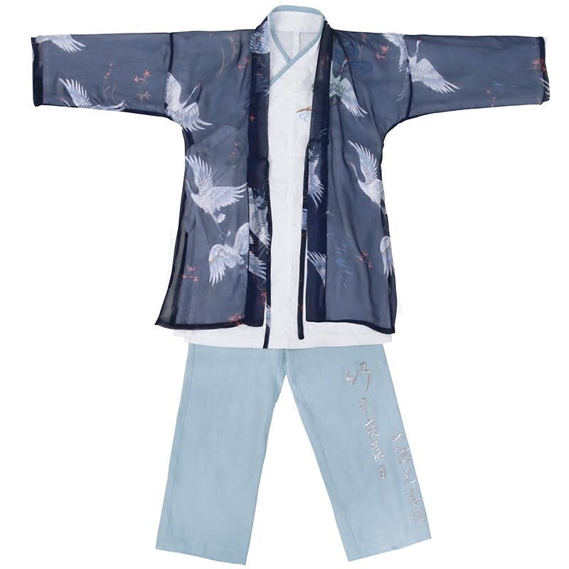 仙糖原创刺绣国风儿童古风汉服男童洋气高端国学服少爷三件套云鹤