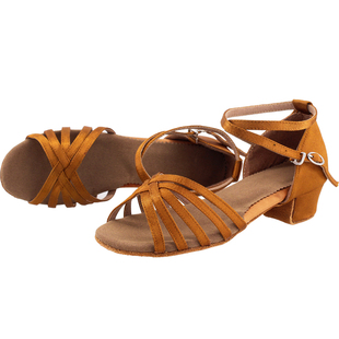 儿童拉丁舞鞋考级舞蹈鞋女童少儿粗跟成人高跟恰恰跳舞鞋子练功鞋